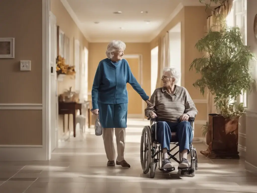 old lady in wheelchair with friend