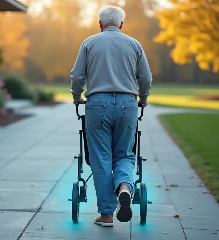 happy old man with walker